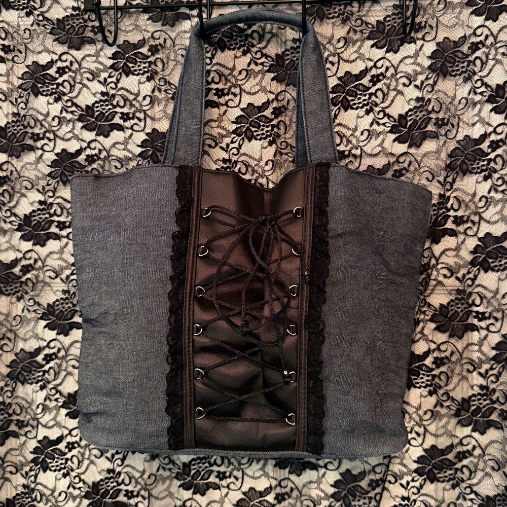 Victoria’s Secret Lace Corset Denim Tote Bag